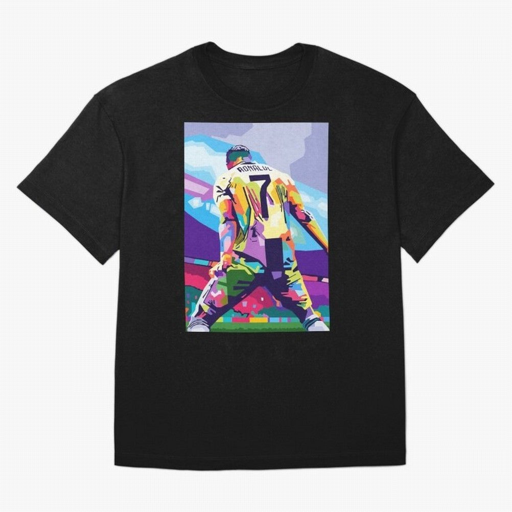 Cristiano Ronaldo Celebration Wpap Pop Art Oversized T-Shirt Represent Football Lovers during Match Day Hype around FIFA World Cup 2026 Group Stage, Neymar, Haaland and Cristiano Ronaldo, Netherlands, Football Festival Excitement, Trophy Ambitions,