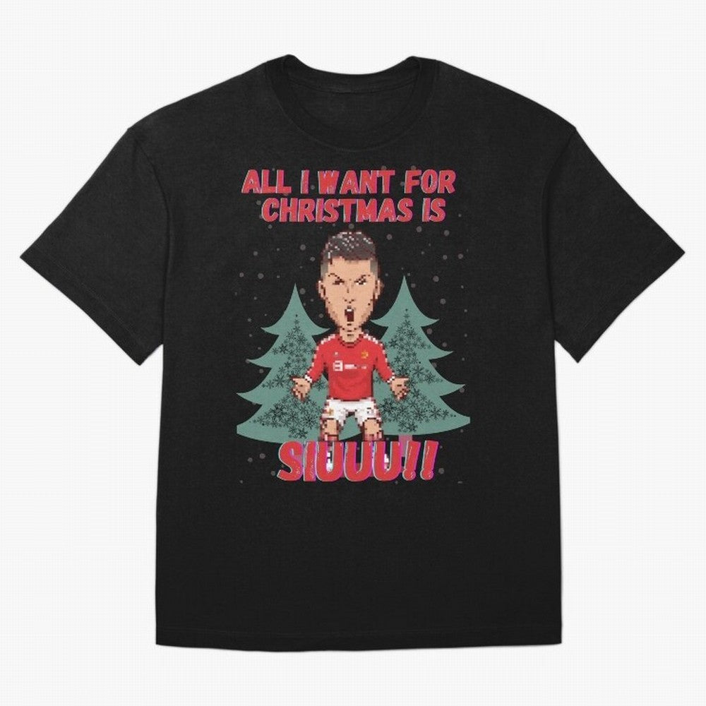 All I Want For Christmas is Siuuu Oversized T-Shirt Honor Football Greatness during FIFA World Cup 2026 for Fans of Mbappe and Brazil, Bringing Football History, Final Match Energy, Crowd Noise and Once in a Lifetime Moments; Perfect for Supporters