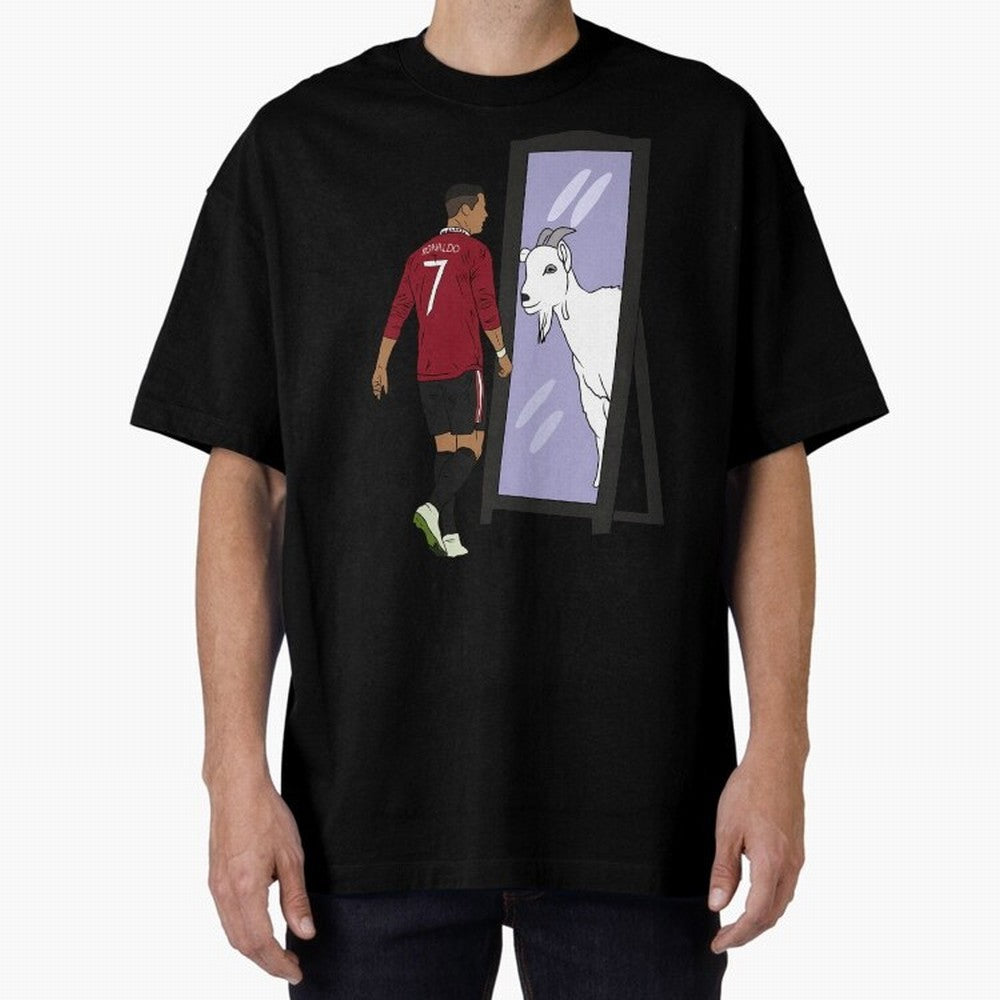 Cristiano Ronaldo Mirror GOAT Oversized T-Shirt Celebrate Football Dreams Across FIFA World Cup 2026 USA Canada Mexico for Fans of Mbappe and Neymar and Argentina and Brazil, Bringing Football Passion, Legendary Performances, Festival Vibes and