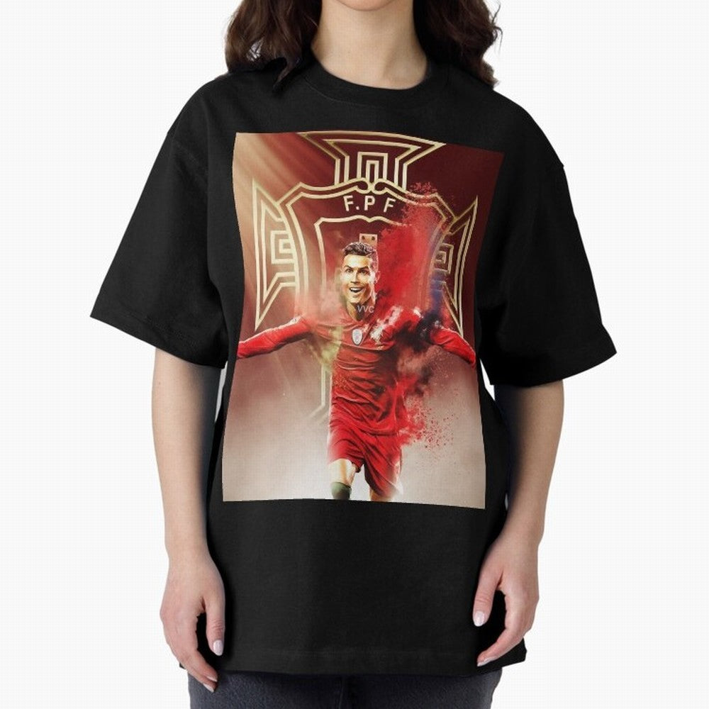 CR>7 Por Oversized T-Shirt Feel Global Football Passion for FIFA World Cup 2026 USA Canada Mexico, Featuring CR7 and Messi, France and Portugal, Football Festival Excitement, Trophy Ambitions, Country Rivalries and Star Player Buzz; Great for Watch