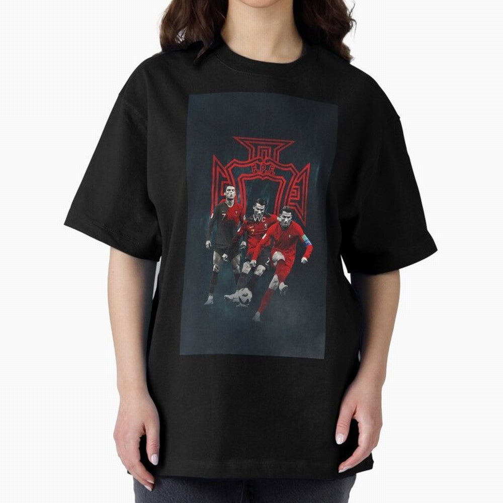 Art CR7 Wallpaper Oversized T-Shirt Join Supporters Worldwide for Global Football Passion for FIFA World Cup 2026, Inspired by Messi, Neymar and Mbappe, England, Football Passion, Legendary Performances, Festival Vibes and Supporter Community; Made