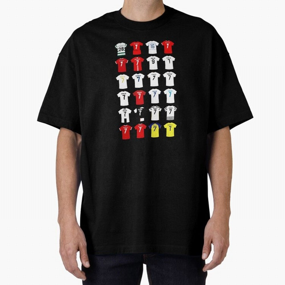 Cristiano Ronaldo Football Shirt Oversized T-Shirt Honor the Beautiful Game during FIFA World Cup 2026 USA Canada Mexico Spirit, Driven by France and Portugal, CR7, Vintage Soccer Flavor, Modern Football Stars, National Flags and Final Night