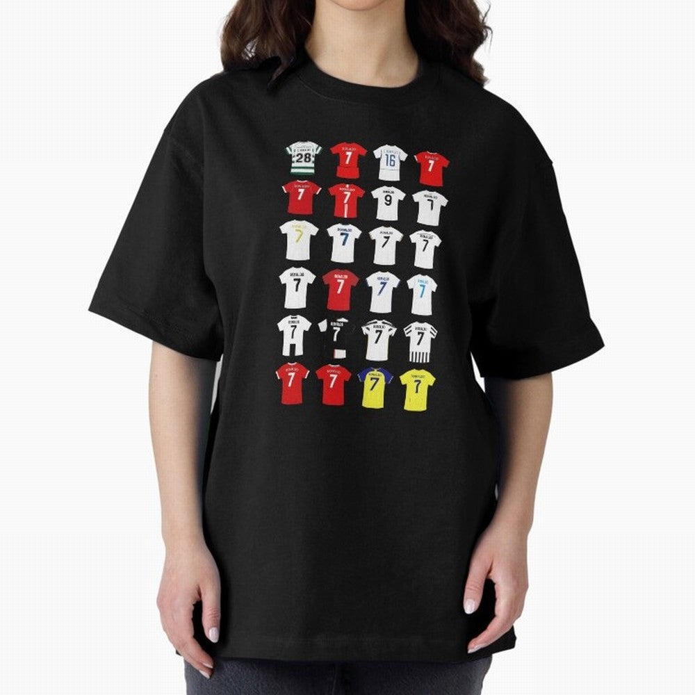 Cristiano Ronaldo Football Shirt Oversized T-Shirt Honor the Beautiful Game during FIFA World Cup 2026 USA Canada Mexico Spirit, Driven by France and Portugal, CR7, Vintage Soccer Flavor, Modern Football Stars, National Flags and Final Night