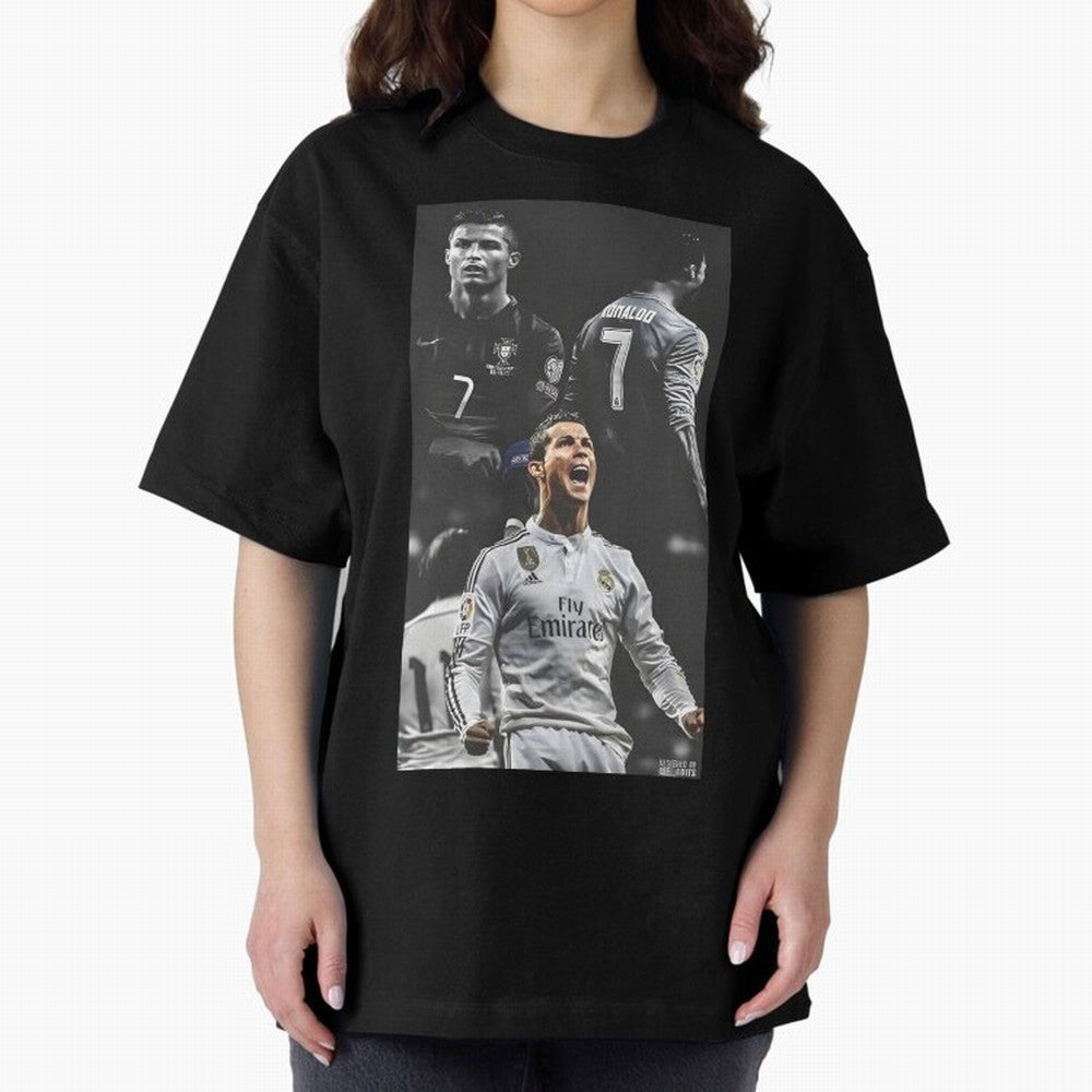 Cristiano Ronaldo CR7 Football Art Poster Oversized T-Shirt Celebrate Rivalries and Pride in FIFA World Cup 2026 Connected to Mbappe and Neymar, Spain and Netherlands Energy, Game Day Rituals, Football Legends, Country Pride and the Road to the