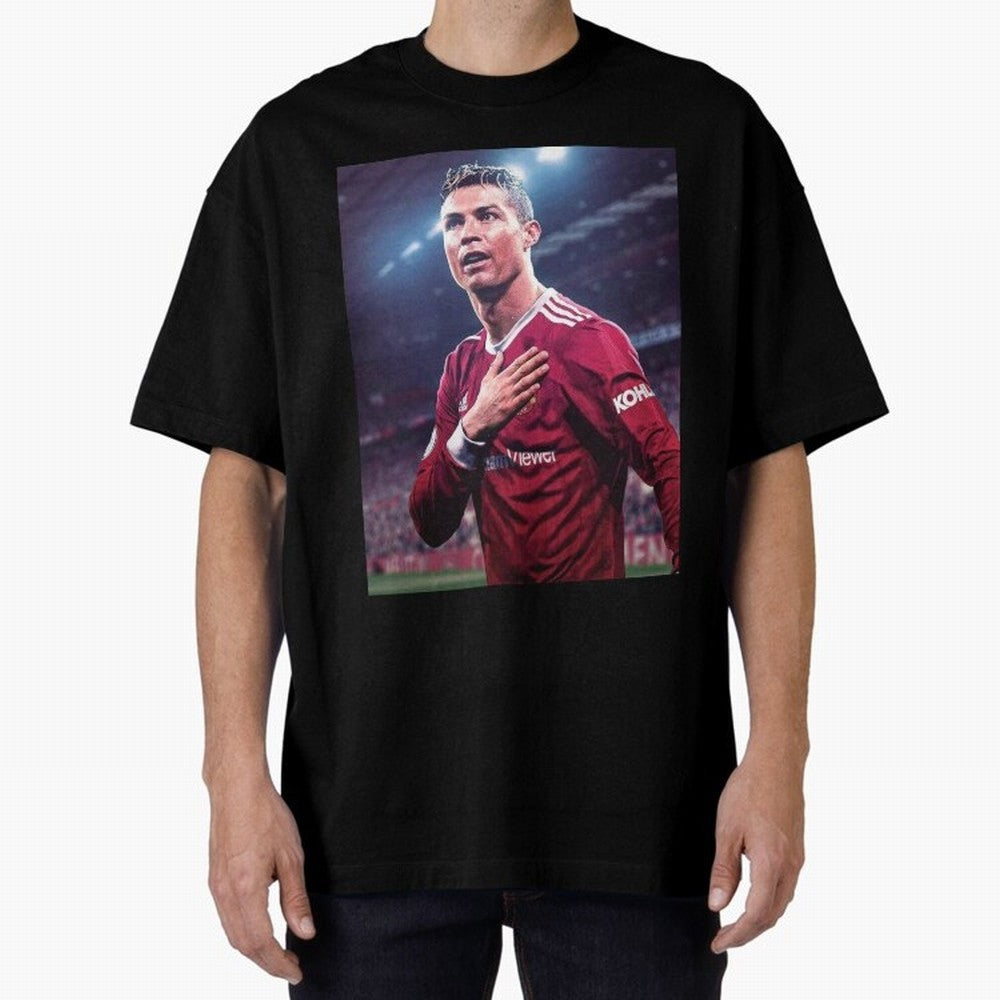 Cristiano Ronaldo New Oversized T-Shirt Celebrate Rivalries and Pride in Global Football Passion for FIFA World Cup 2026 Group Stage, Connected to Cristiano Ronaldo, Portugal, Retro Football Energy, Iconic Rivalries, Trophy Chase Drama and Stadium