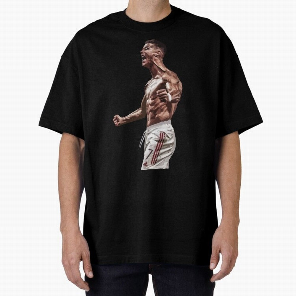 Cristiano Ronaldo - Celebration - CR7 - Black Oversized T-Shirt Bring Legendary Rivalry Energy to FIFA World Cup 2026 for Fans of CR7 and Netherlands, Bringing Football Passion, Legendary Performances, Festival Vibes and Supporter Community; Ideal