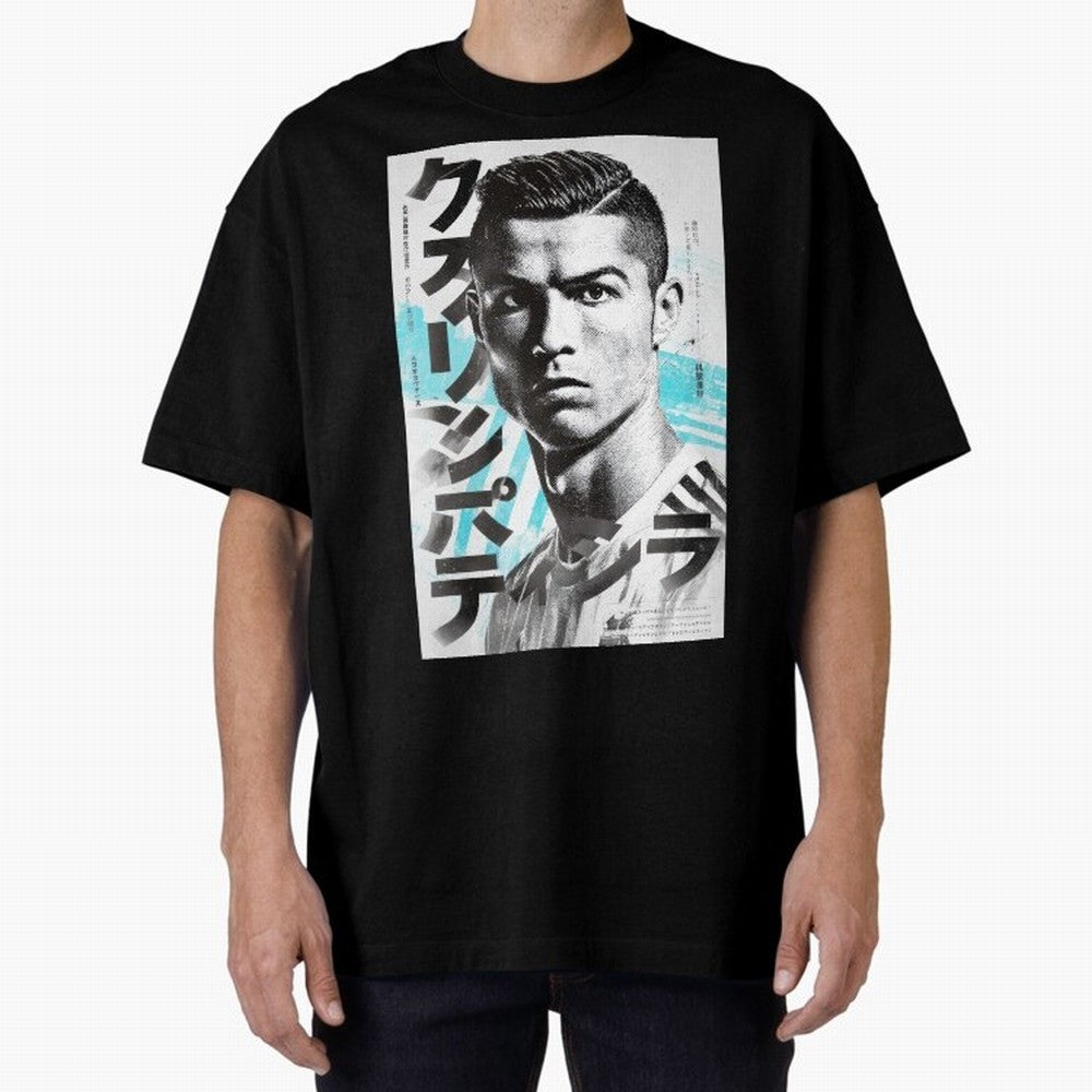 Cristiano Japanese Poster Oversized T-Shirt Celebrate the Stars of the FIFA World Cup 2026 Group Stage Journey through Messi and Cristiano Ronaldo Highlights, England Pride, Fan Favorite Moments, National Team Passion, Big Match Drama and Soccer