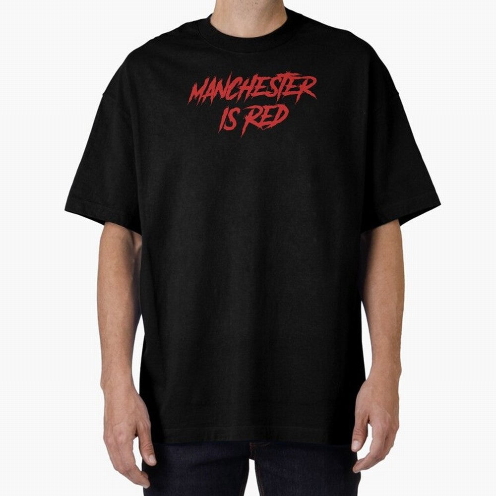 Manchester Is Red Oversized T-Shirt Show Your Love for FIFA World Cup 2026 Group Stage Driven by Cristiano Ronaldo, Haaland and CR7, England Energy, Vintage Soccer Flavor, Modern Football Stars, National Flags and Final Night Emotion; Great for