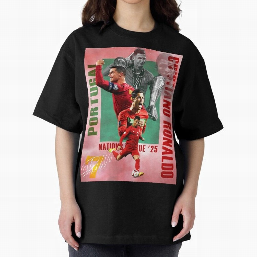 Cristiano Ronaldo Portugal Football Legend Oversized T-Shirt Bring Match Day Fire to the FIFA World Cup 2026 Journey through Mbappe and Neymar Highlights, Argentina, France and Brazil Pride, Stadium Memories, Football Loyalty, International Chants
