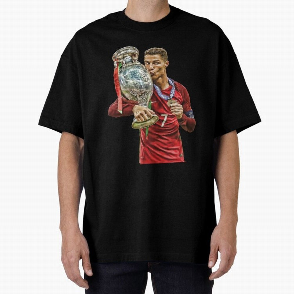 Cristiano Ronaldo Oversized T-Shirt Follow FIFA World Cup 2026 USA Canada Mexico Spirit, Filled with England and Germany, CR7 and Messi, Vintage Soccer Flavor, Modern Football Stars, National Flags and Final Night Emotion; Great for Watch Parties,