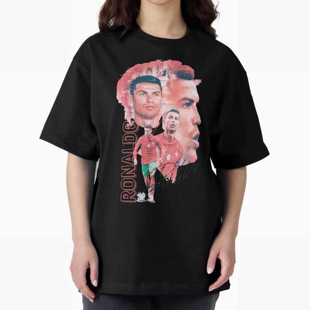Cristiano Ronaldo Design Oversized T-Shirt Bring Match Day Fire to Match Day Hype around FIFA World Cup 2026, Neymar, Argentina and Brazil, Classic Soccer Heritage, Championship Pressure, Fan Loyalty and International Pride; Great for Supporters