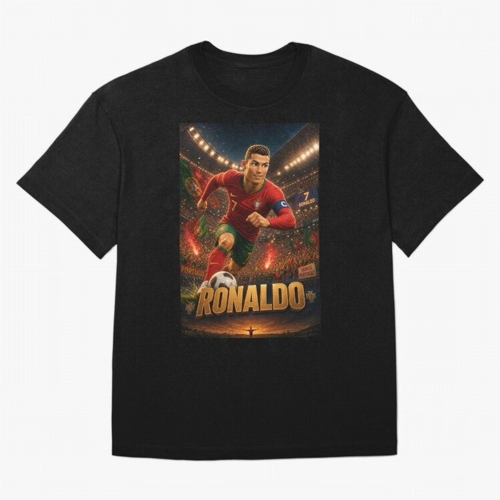 Ronaldo Oversized T-Shirt Show Championship Spirit for Global Football Passion for FIFA World Cup 2026, Inspired by Messi and Cristiano Ronaldo, England, Goal Celebration Energy, Supporter Heritage, Football Icons and Worldwide Tournament Joy;