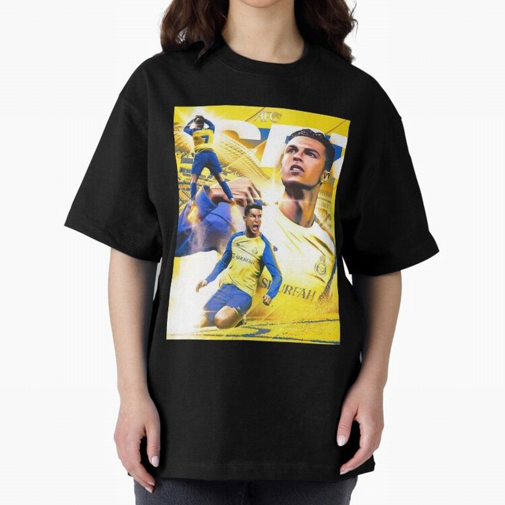 Cristiano Ronaldo Al-Nassr Football Club Oversized T-Shirt Step into the FIFA World Cup 2026 Group Stage Journey through Haaland Highlights, Netherlands Pride, Worldwide Fan Energy, Dramatic Goals, Stadium Lights and Championship Celebrations; Made