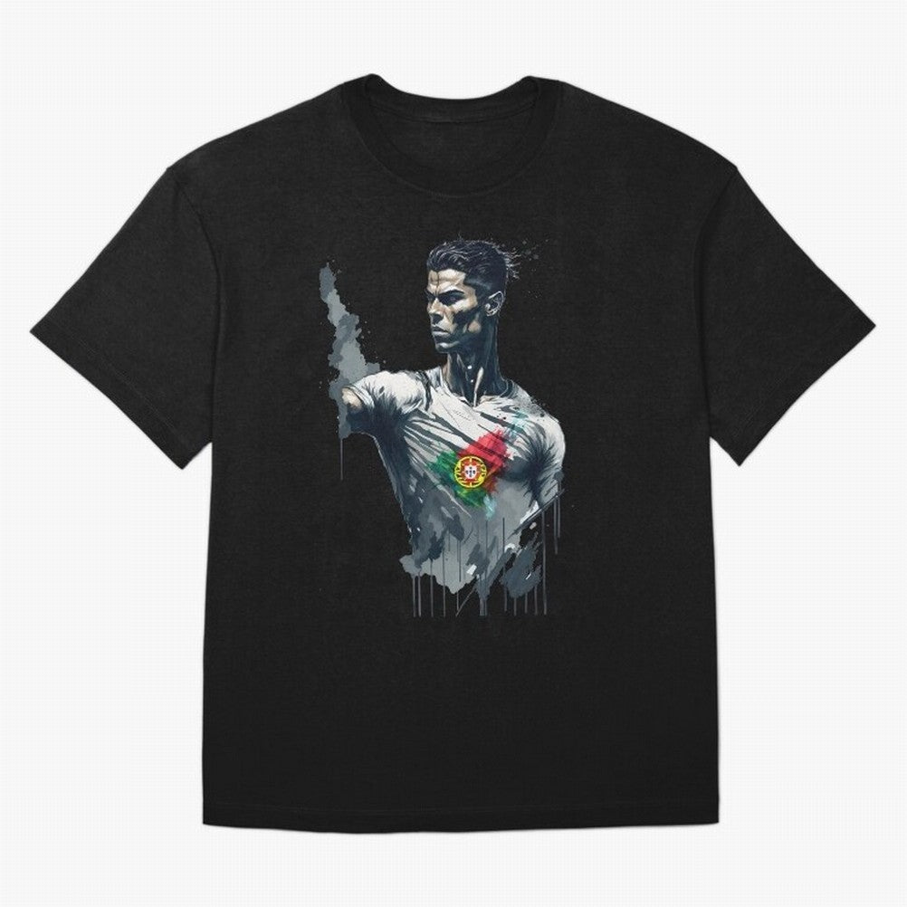 Cristiano Ronaldo splash art Oversized T-Shirt Represent Football Lovers during FIFA World Cup 2026 Group Stage Made for Mbappe and Neymar, Germany Energy, Classic Soccer Heritage, Championship Pressure, Fan Loyalty and International Pride; Great