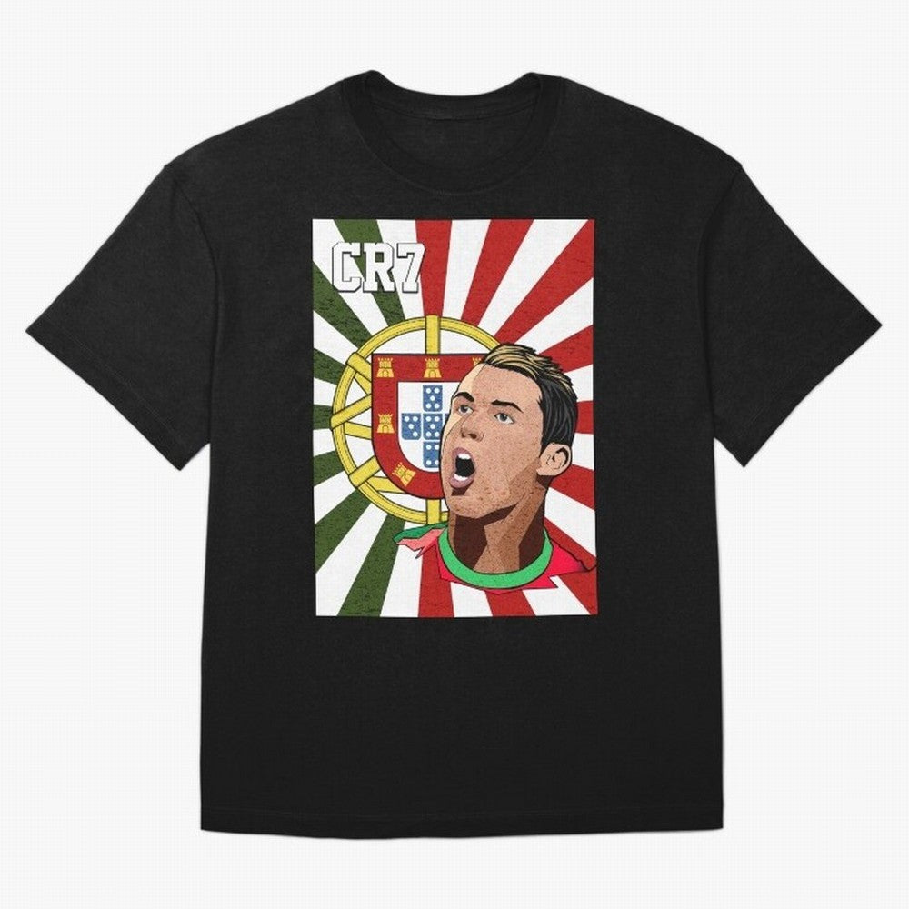 Cristiano Ronaldo 7 Oversized T-Shirt Celebrate Golden Goal Energy in FIFA World Cup 2026 Group Stage Centered on Messi, CR7 and Mbappe, France and Portugal Energy, Retro Football Energy, Iconic Rivalries, Trophy Chase Drama and Stadium Atmosphere;