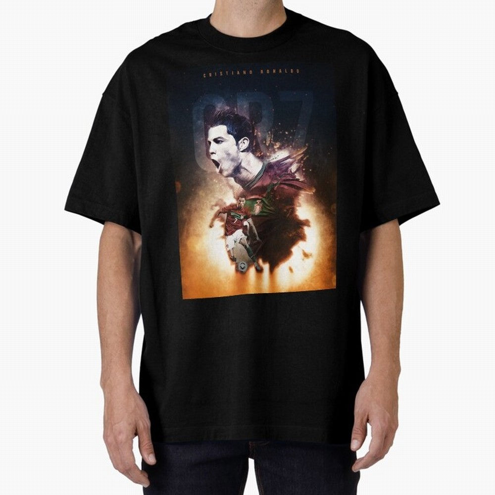 Cristiano Ronaldo 7 Oversized T-Shirt Wear the Spirit of FIFA World Cup 2026 for Fans of Cristiano Ronaldo and Brazil, Portugal and Argentina, Bringing Vintage Soccer Flavor, Modern Football Stars, National Flags and Final Night Emotion; Perfect