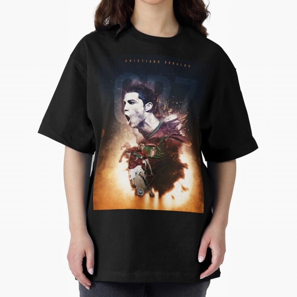 Cristiano Ronaldo 7 Oversized T-Shirt Wear the Spirit of FIFA World Cup 2026 for Fans of Cristiano Ronaldo and Brazil, Portugal and Argentina, Bringing Vintage Soccer Flavor, Modern Football Stars, National Flags and Final Night Emotion; Perfect