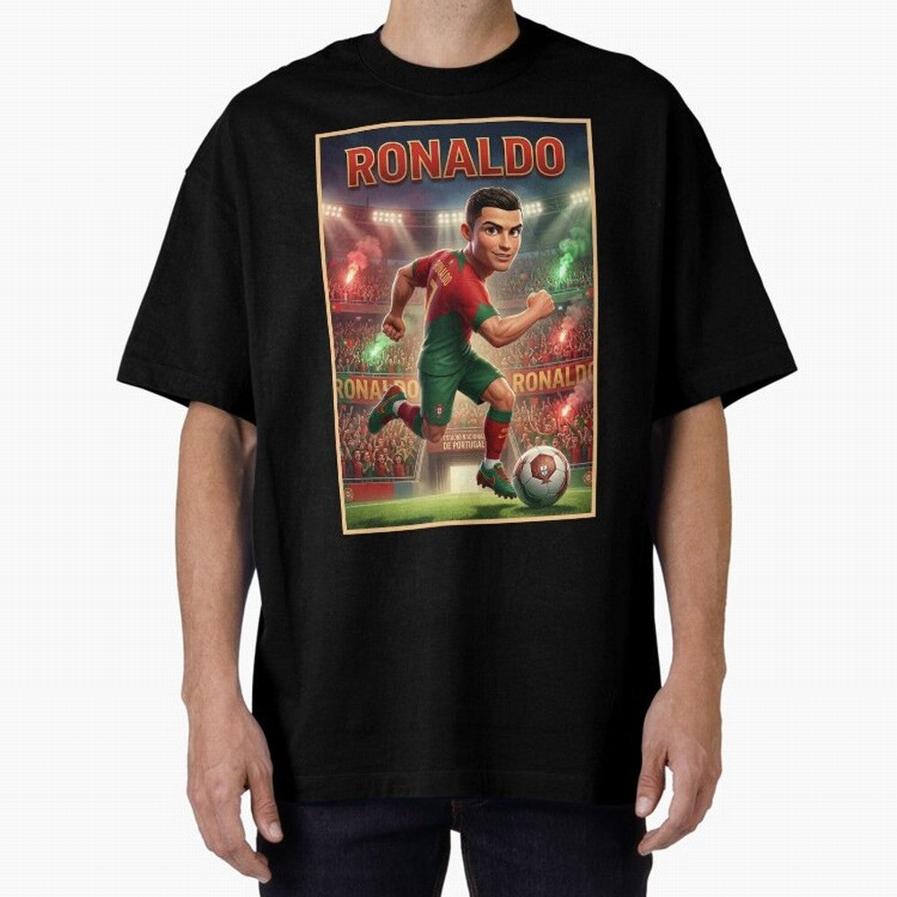Ronaldo Oversized T-Shirt Share FIFA World Cup 2026 Group Stage for Fans of CR7 and Messi and Germany, Bringing Soccer Culture, Superstar Moments, National Team Dreams and Competitive Fire; Great for Watch Parties, Sports Bars, Family Nights, Fan