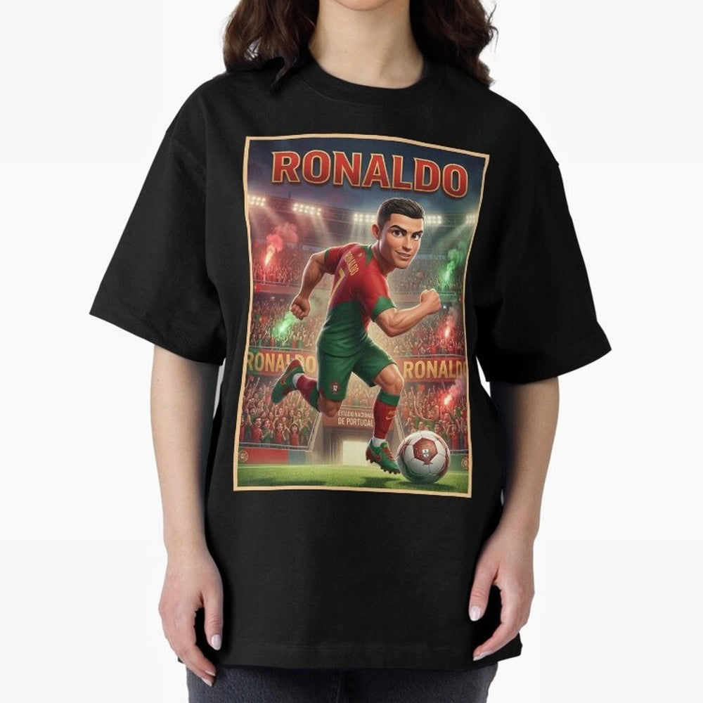 Ronaldo Oversized T-Shirt Share FIFA World Cup 2026 Group Stage for Fans of CR7 and Messi and Germany, Bringing Soccer Culture, Superstar Moments, National Team Dreams and Competitive Fire; Great for Watch Parties, Sports Bars, Family Nights, Fan
