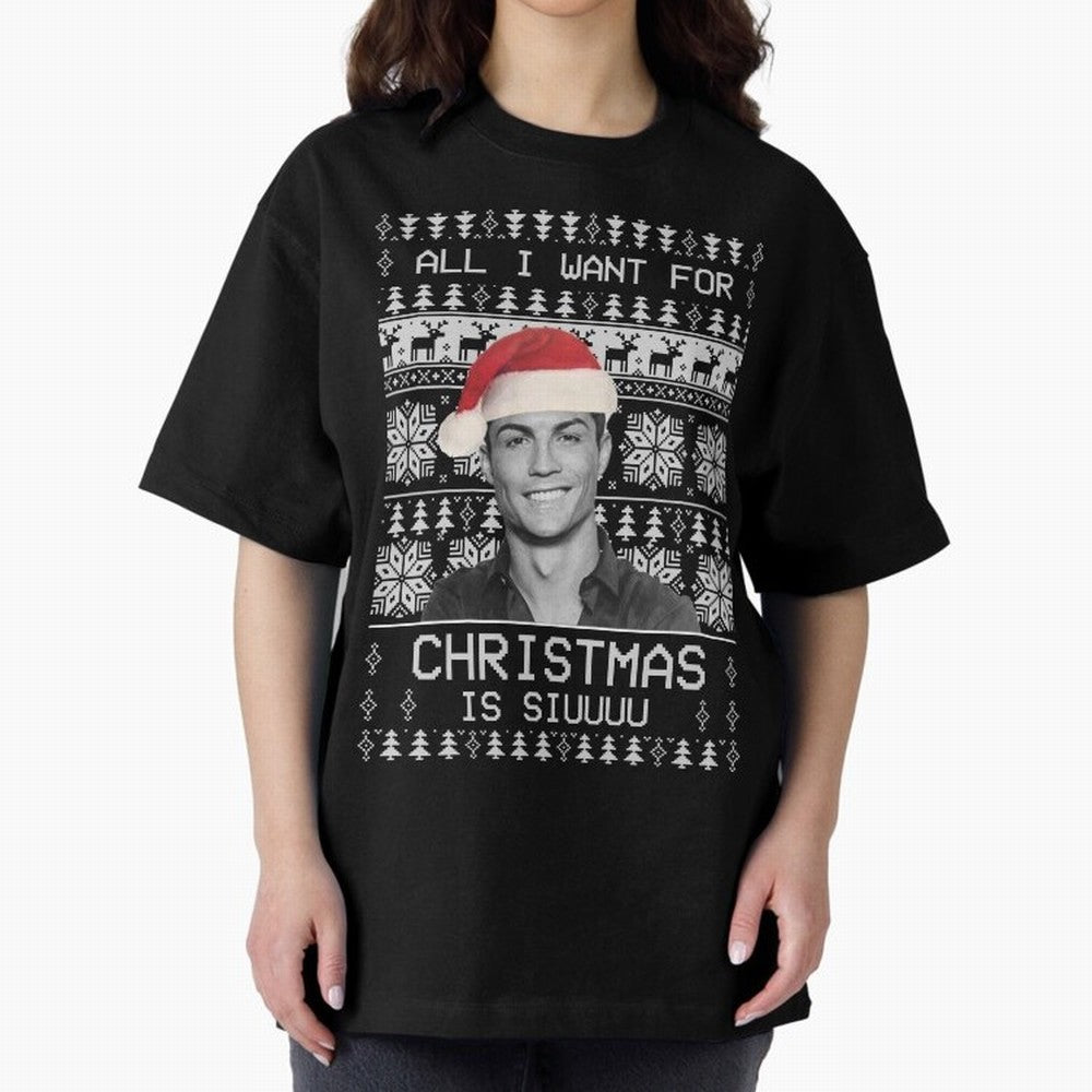 cristiano ronaldo siuuu funny christmas sweater Oversized T-Shirt Make Every Match About FIFA World Cup 2026 for Fans of Messi and Cristiano Ronaldo and France and Portugal, Bringing Stadium Memories, Football Loyalty, International Chants and