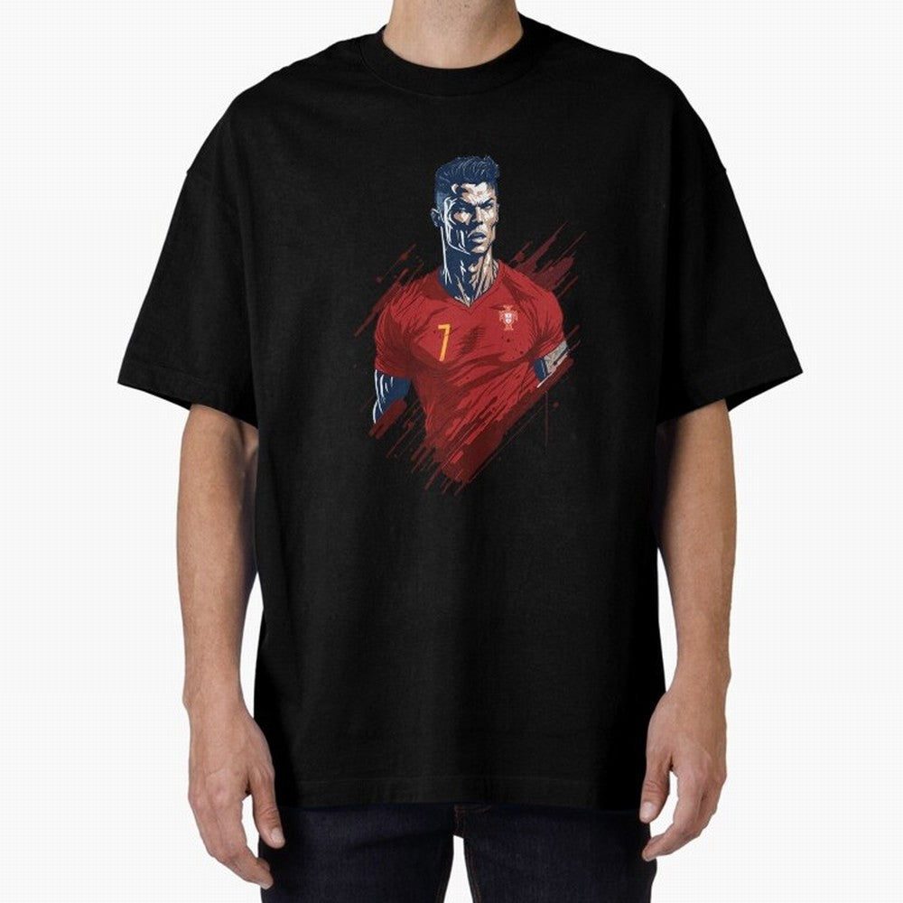 Cristiano Ronaldo splash art Oversized T-Shirt Feel International Energy from Global Football Passion for FIFA World Cup 2026 USA Canada Mexico, Made for Messi, Neymar and Mbappe, Argentina, Goal Celebration Energy, Supporter Heritage, Football