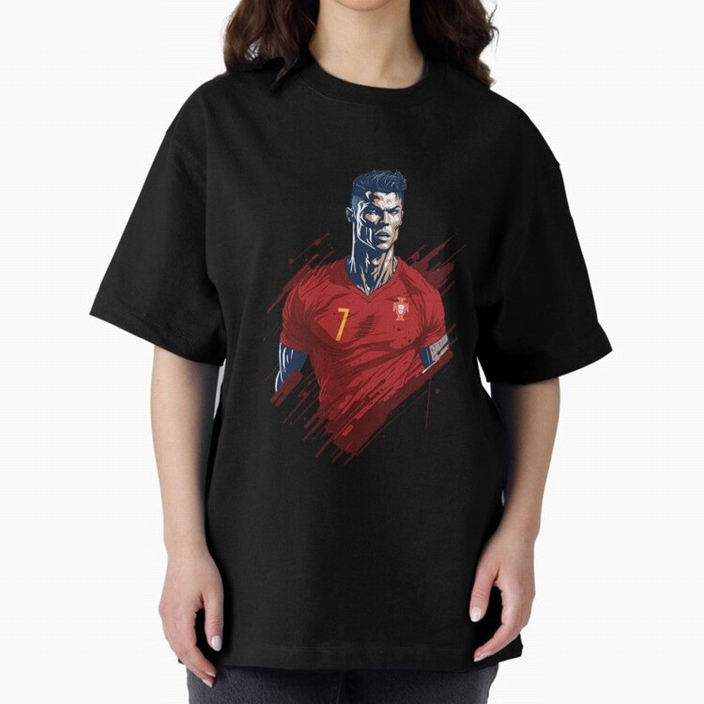 Cristiano Ronaldo splash art Oversized T-Shirt Feel International Energy from Global Football Passion for FIFA World Cup 2026 USA Canada Mexico, Made for Messi, Neymar and Mbappe, Argentina, Goal Celebration Energy, Supporter Heritage, Football