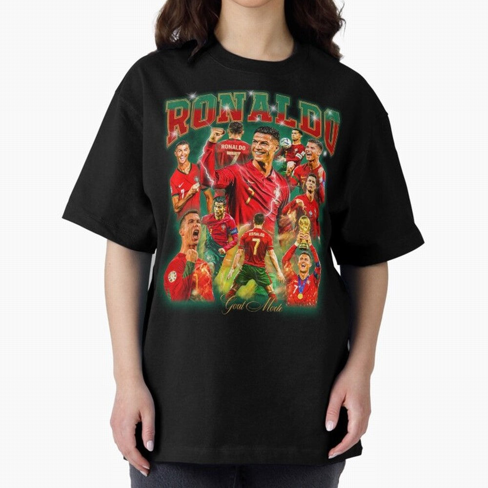 Ronaldo Vintage Bootleg Design Oversized T-Shirt Celebrate Classic Football Spirit in Match Day Hype around FIFA World Cup 2026, Haaland and Mbappe, France, Global Supporter Spirit, Legendary Goals, National Colors and Tournament Celebration; Ideal