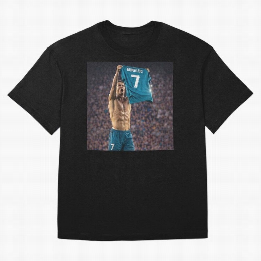 Ronaldo Holding Number Seven Shirt Oversized T-Shirt Join Supporters Worldwide for FIFA World Cup 2026 Group Stage Spirit, Celebrating England, France and Netherlands, CR7 and Messi, Champion Mindset, Group Stage Buzz, Knockout Tension and