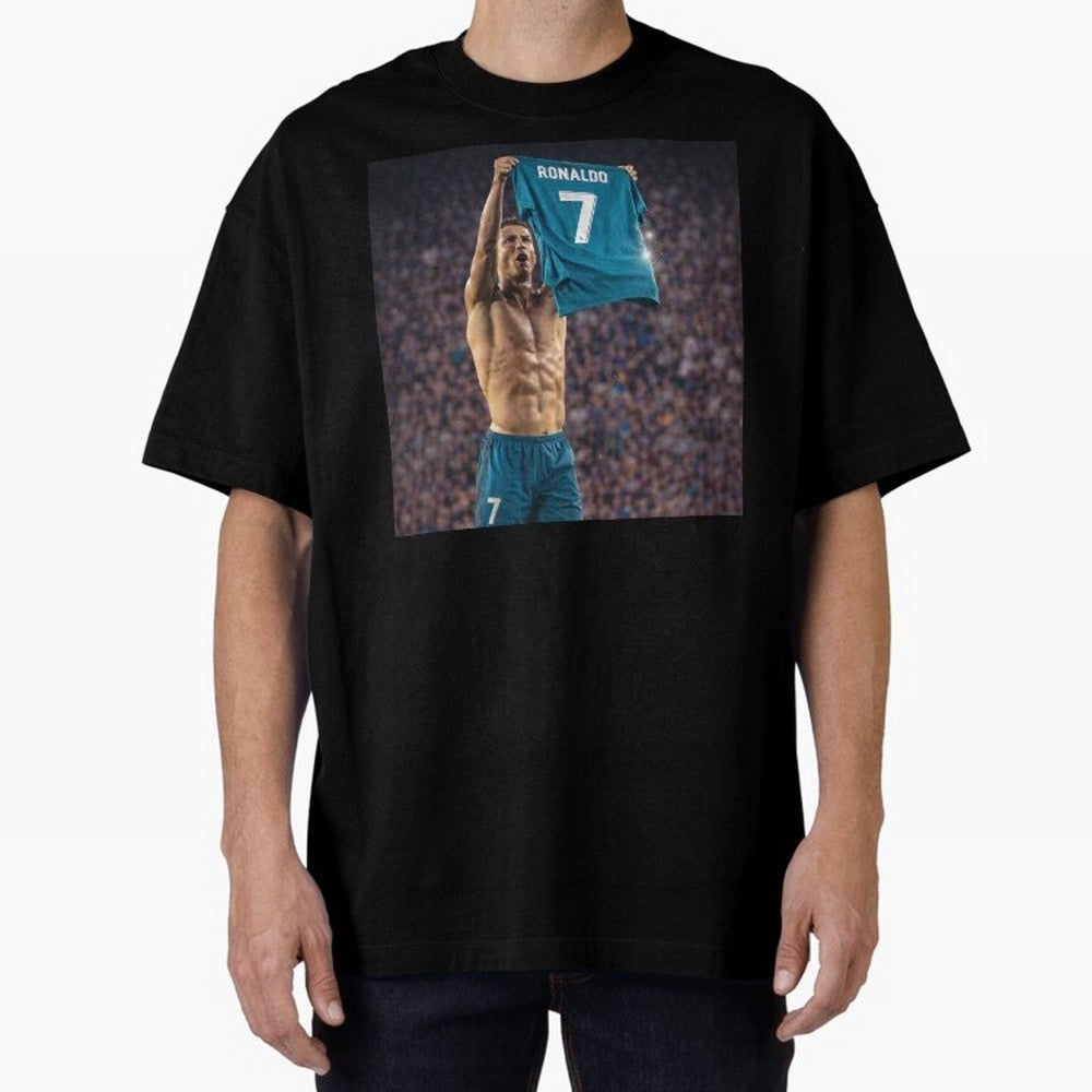 Ronaldo Holding Number Seven Shirt Oversized T-Shirt Join Supporters Worldwide for FIFA World Cup 2026 Group Stage Spirit, Celebrating England, France and Netherlands, CR7 and Messi, Champion Mindset, Group Stage Buzz, Knockout Tension and