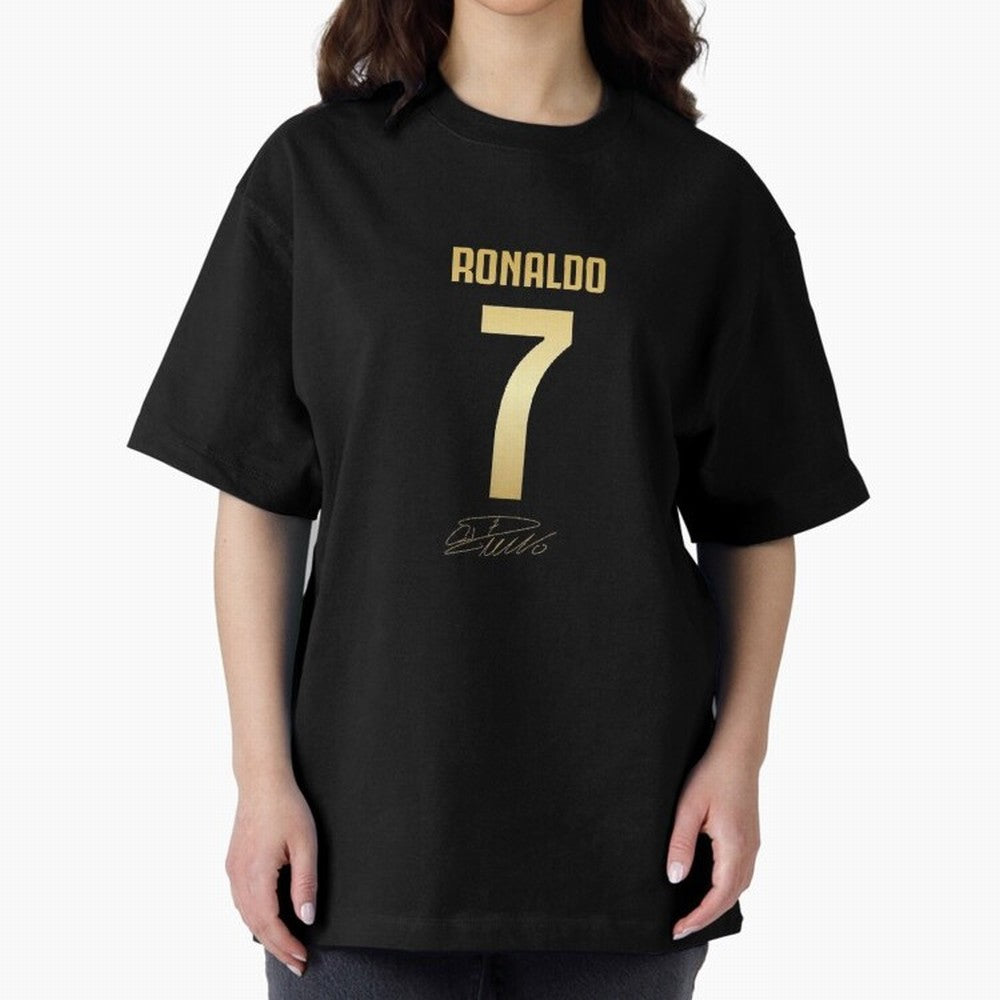 CR7 Cristiano Ronaldo Black And Gold Luxury Drawstring Bag Oversized T-Shirt Fuel the Hype around FIFA World Cup 2026 Spirit, Celebrating Germany, Mbappe, Football Passion, Legendary Performances, Festival Vibes and Supporter Community; Ideal for