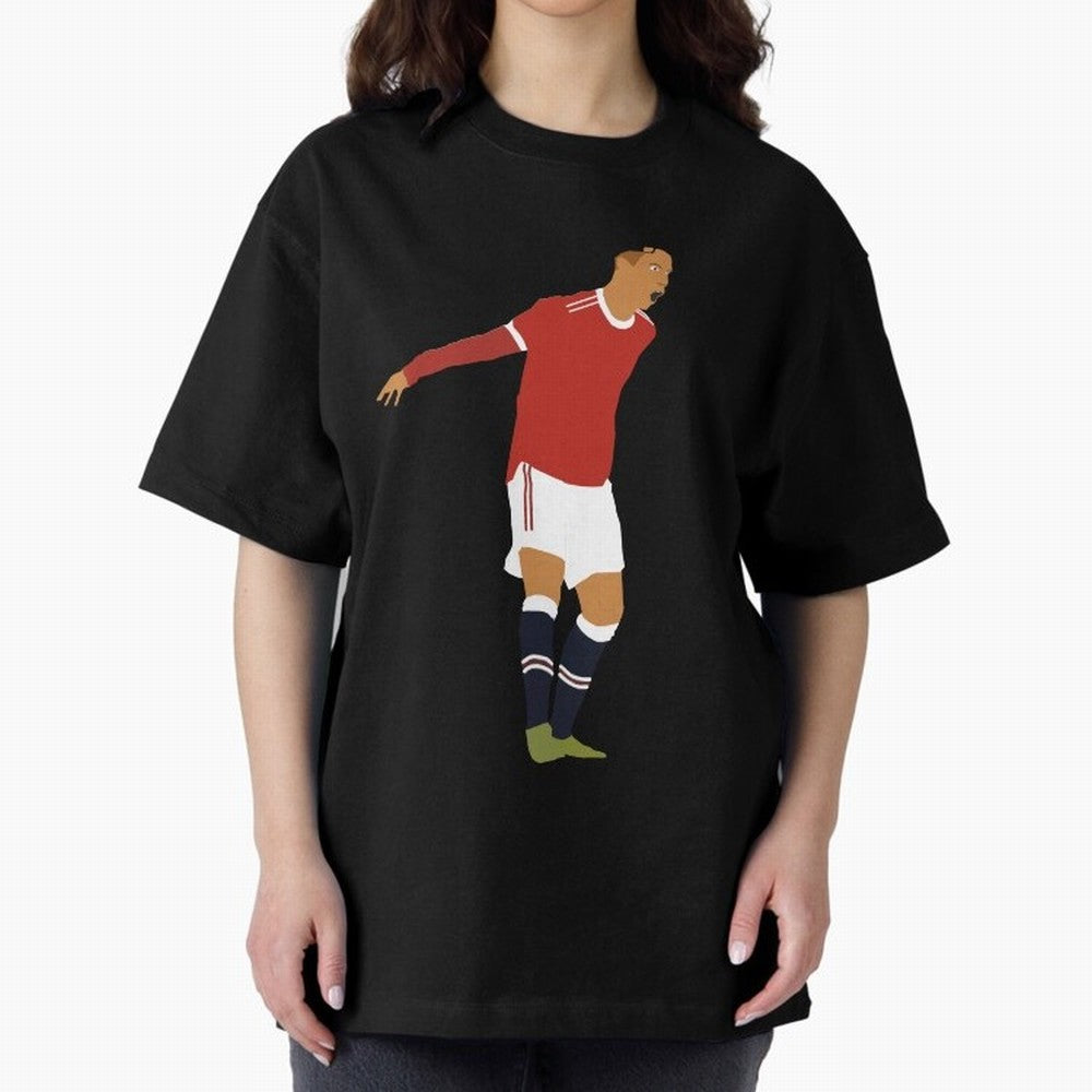 Cristiano Ronaldo Manchester United Oversized T-Shirt Capture FIFA World Cup 2026 Group Stage with Haaland and Mbappe, France Energy, Championship Spirit, Famous Goals, Roaring Crowds and International Football Unity; Great for Watch Parties,