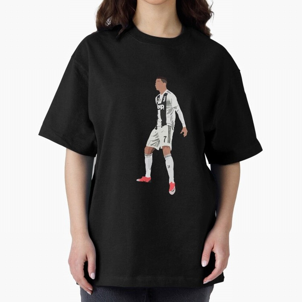 Cristiano Ronaldo Oversized T-Shirt Follow the Road to FIFA World Cup 2026 USA Canada Mexico for Fans of Messi, CR7 and Mbappe and Argentina, France and Brazil, Bringing Vintage Soccer Flavor, Modern Football Stars, National Flags and Final Night