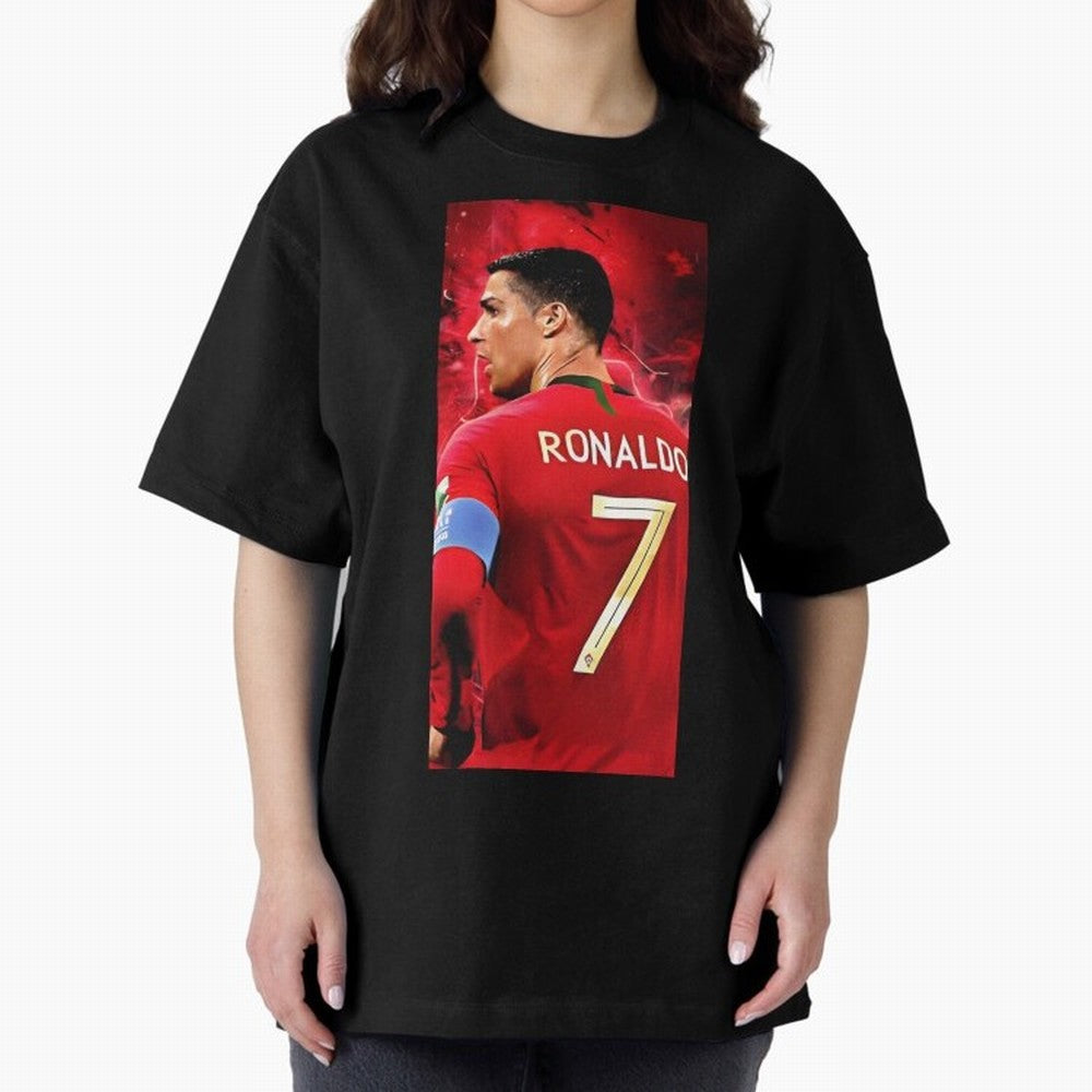 Cristiano Ronaldo Oversized T-Shirt Represent the Passion of Global Football Passion for FIFA World Cup 2026 USA Canada Mexico, Inspired by Messi, Neymar and Mbappe, England and Germany, Championship Spirit, Famous Goals, Roaring Crowds and