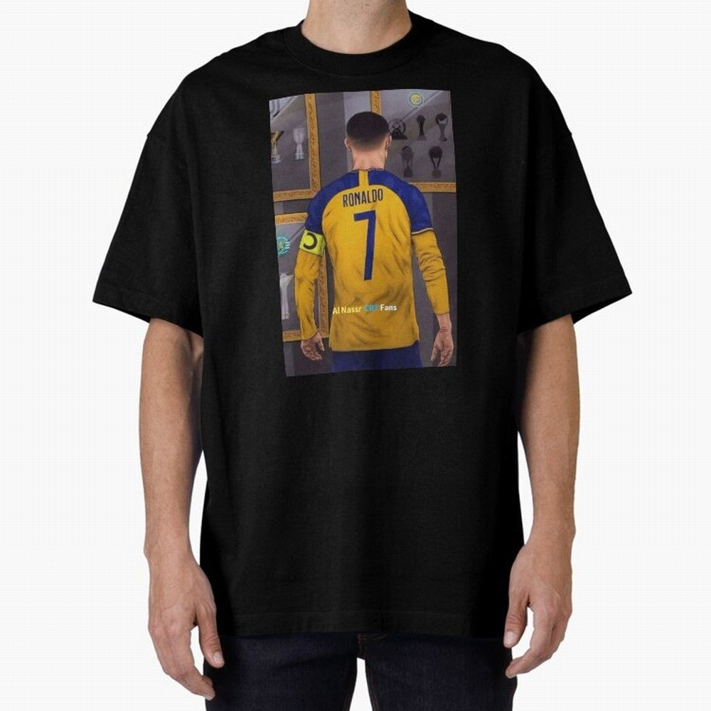 Al Nassr -Cristiano Ronaldo CR7 2023 Oversized T-Shirt Celebrate Football Heritage in FIFA World Cup 2026 USA Canada Mexico for Fans of Messi, Neymar and Mbappe and Argentina, Bringing Soccer Culture, Superstar Moments, National Team Dreams and