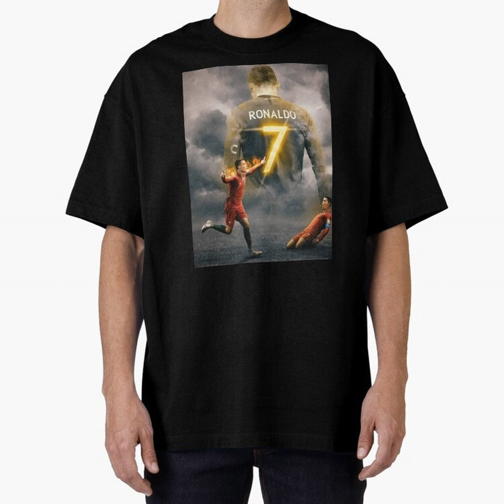 Art CR7 Wallpaper Oversized T-Shirt Honor the Football Icons of FIFA World Cup 2026 Group Stage with Messi and Cristiano Ronaldo, Netherlands Energy, Supporter Pride, Iconic Celebrations, Legendary Names and Global Match Day Energy; Ideal for