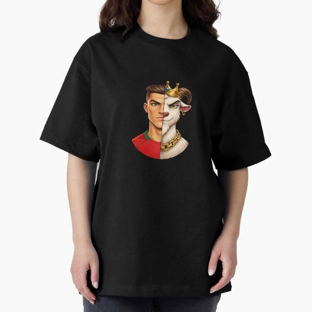Half Man Half Goat - Cristiano Ronaldo Oversized T-Shirt Live the Energy of FIFA World Cup 2026 Group Stage Made for Haaland, Argentina and Brazil Energy, Stadium Memories, Football Loyalty, International Chants and Championship Tradition; Created