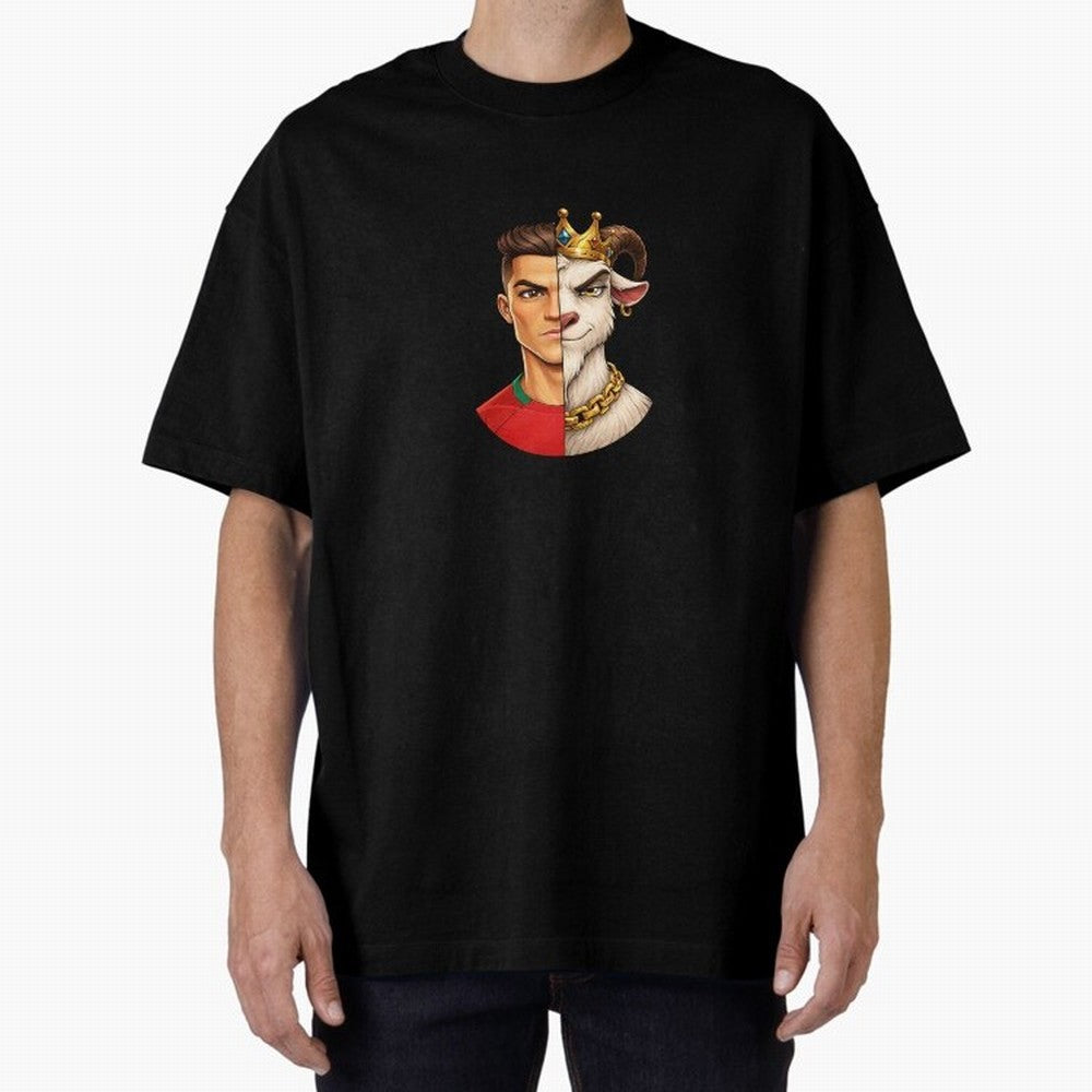 Half Man Half Goat - Cristiano Ronaldo Oversized T-Shirt Live the Energy of FIFA World Cup 2026 Group Stage Made for Haaland, Argentina and Brazil Energy, Stadium Memories, Football Loyalty, International Chants and Championship Tradition; Created
