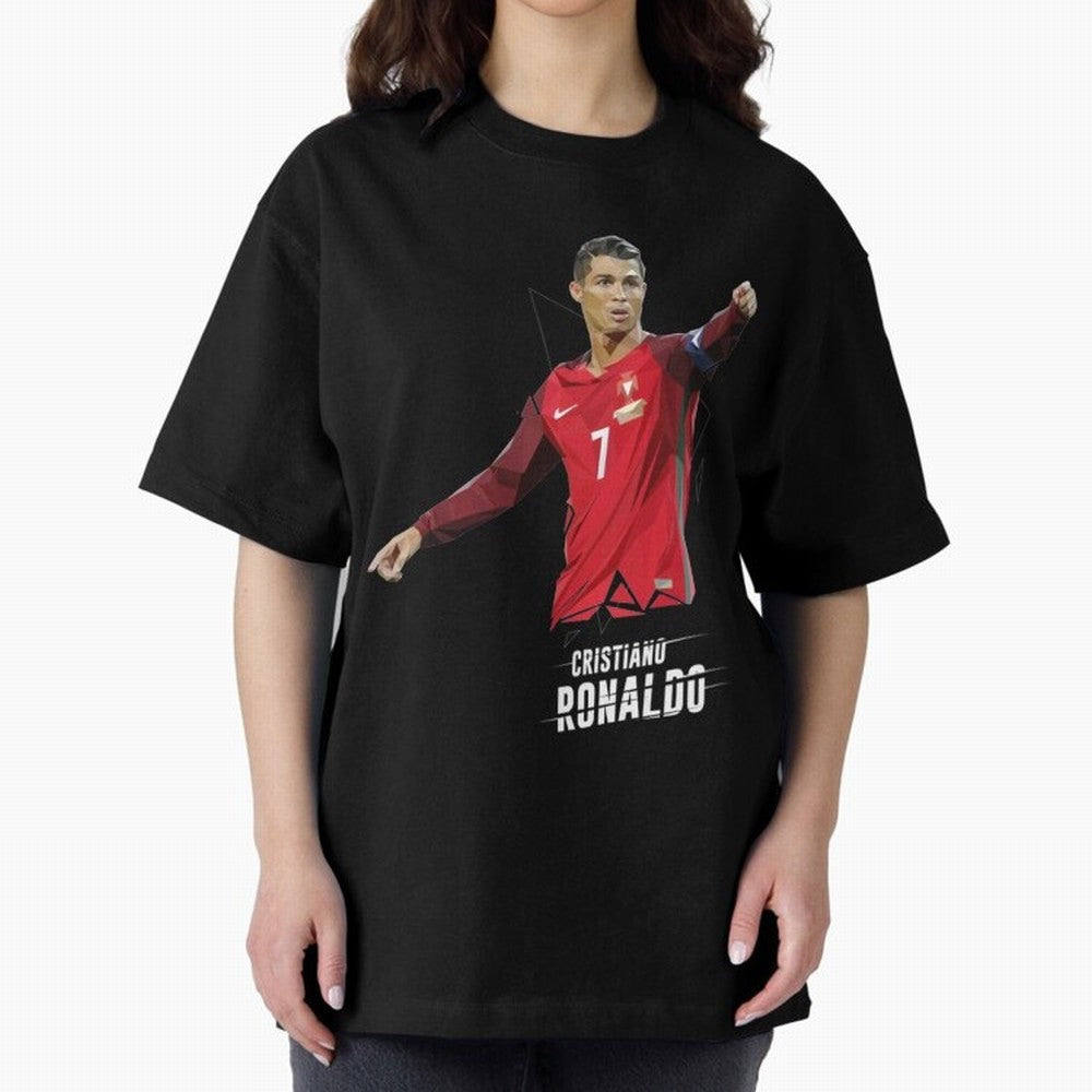 Ronaldo Cristiano Ronaldo Lowpoly Art Oversized T-Shirt Make Every Kick Count in FIFA World Cup 2026 Group Stage Spirit, Featuring France, Neymar, Stadium Memories, Football Loyalty, International Chants and Championship Tradition; Ideal for Fans
