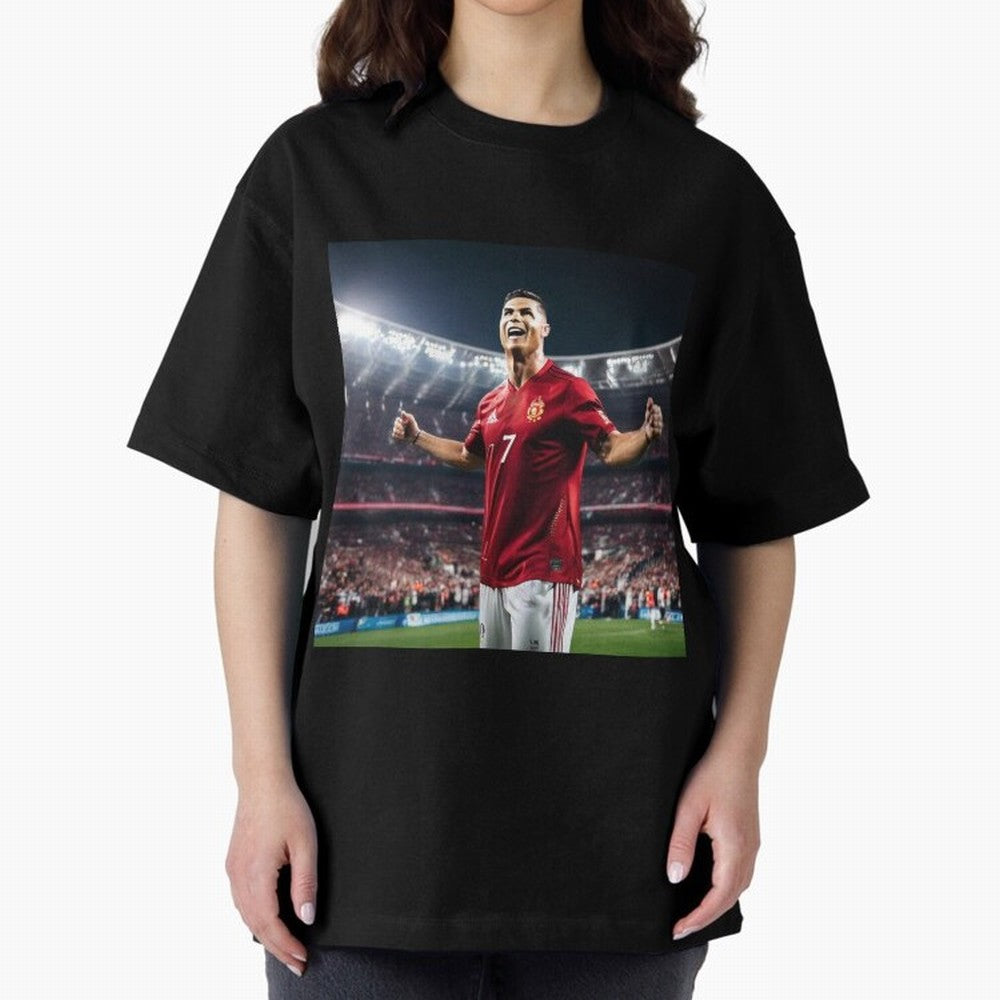 cristiano ronaldo celebrates goal Oversized T-Shirt Experience FIFA World Cup 2026 for Fans of Messi, CR7 and Mbappe and England and Germany, Bringing Champion Mindset, Group Stage Buzz, Knockout Tension and Passionate Fan Culture; Perfect for