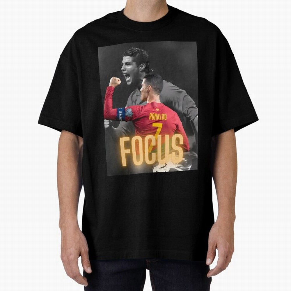 Focus With CR7 Oversized T-Shirt Make Your Look Match FIFA World Cup 2026 Spirit, with England, France and Netherlands, Mbappe, Vintage Soccer Flavor, Modern Football Stars, National Flags and Final Night Emotion; Made for Collectors Who Enjoy