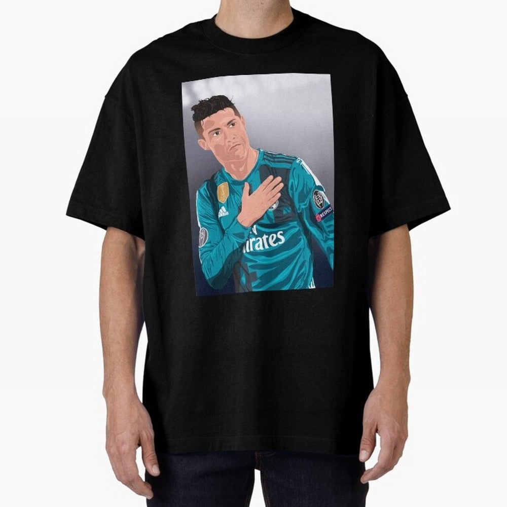 Cristiano Ronaldo Oversized T-Shirt Join Supporters Worldwide for FIFA World Cup 2026 Group Stage Spirit, Celebrating Argentina and Brazil, Messi, CR7 and Mbappe, Retro Football Energy, Iconic Rivalries, Trophy Chase Drama and Stadium Atmosphere;