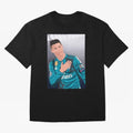 Cristiano Ronaldo Oversized T-Shirt Join Supporters Worldwide for FIFA World Cup 2026 Group Stage Spirit, Celebrating Argentina and Brazil, Messi, CR7 and Mbappe, Retro Football Energy, Iconic Rivalries, Trophy Chase Drama and Stadium Atmosphere;