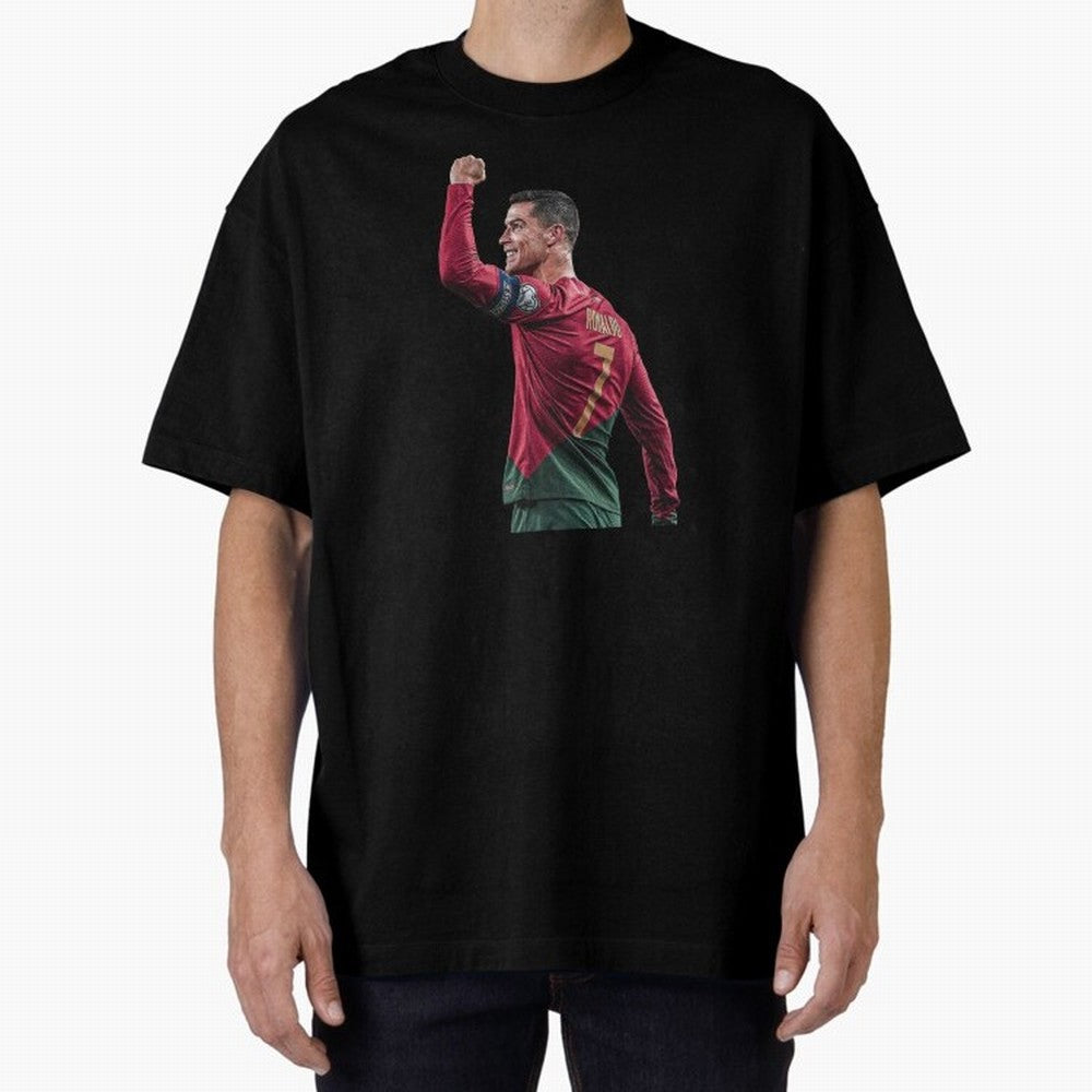 Cristiano Ronaldo Oversized T-Shirt Celebrate Golden Goal Energy in Global Football Passion for FIFA World Cup 2026 USA Canada Mexico, Built around Haaland, Argentina, Soccer Culture, Superstar Moments, National Team Dreams and Competitive Fire;