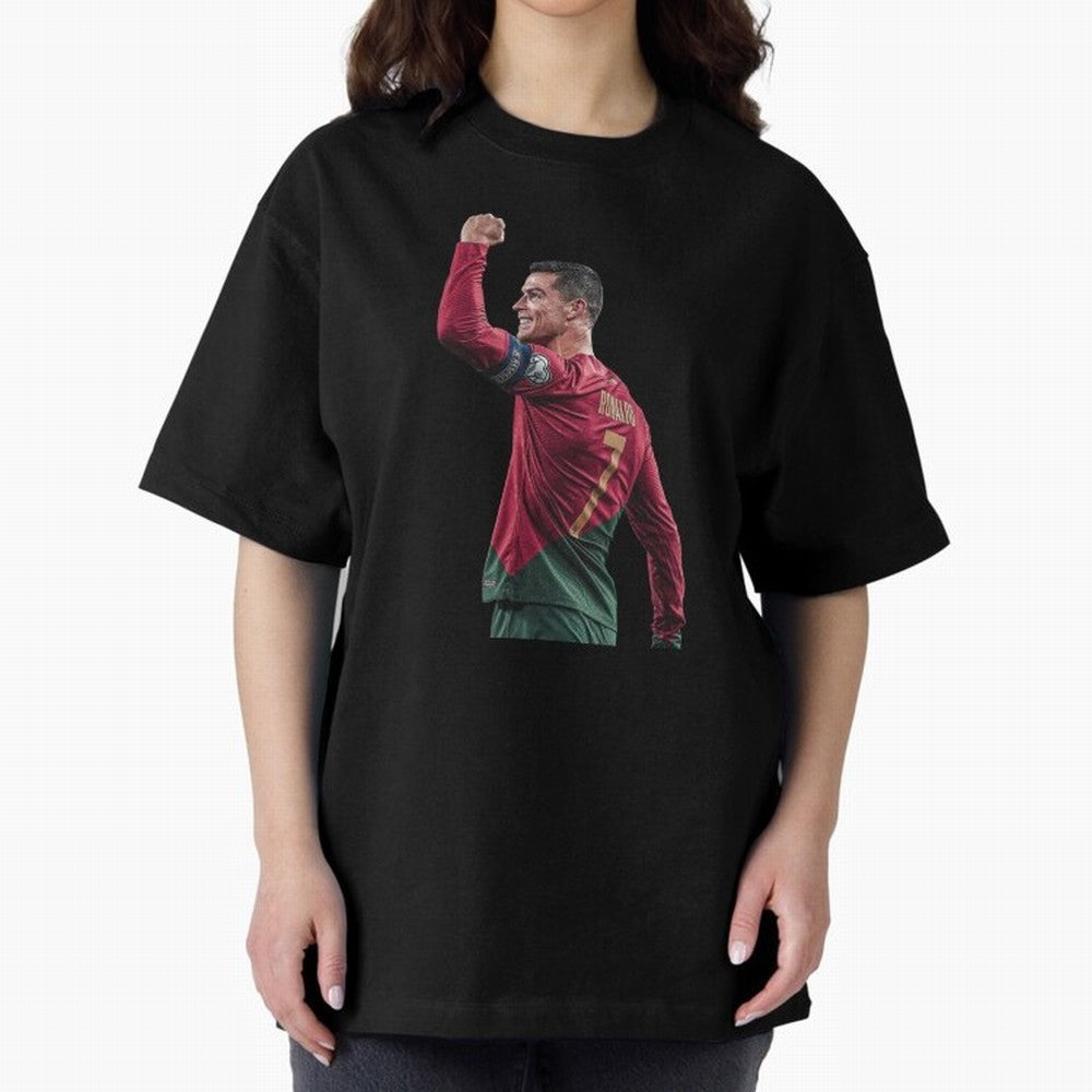 Cristiano Ronaldo Oversized T-Shirt Celebrate Golden Goal Energy in Global Football Passion for FIFA World Cup 2026 USA Canada Mexico, Built around Haaland, Argentina, Soccer Culture, Superstar Moments, National Team Dreams and Competitive Fire;