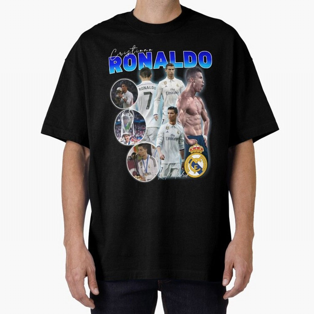 Cristiano Ronaldo Bootleg Oversized T-Shirt Experience the Global Stage of FIFA World Cup 2026 Spirit, Filled with Portugal, Spain and Germany, Neymar, Game Day Rituals, Football Legends, Country Pride and the Road to the Final; Great for Watch
