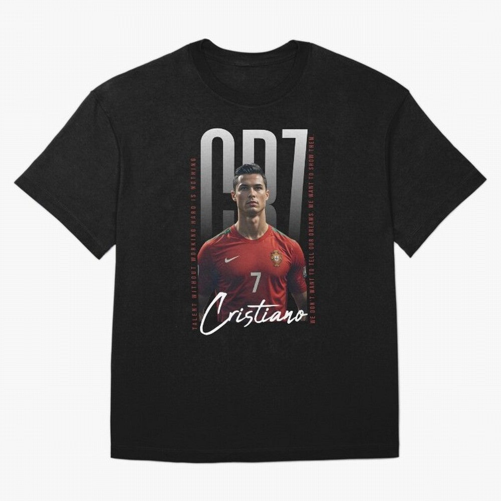 Cristiano Ronaldo Oversized T-Shirt Honor the Beautiful Game during Match Day Hype around FIFA World Cup 2026 USA Canada Mexico, Cristiano Ronaldo, Haaland and CR7, England and Germany, Football Festival Excitement, Trophy Ambitions, Country