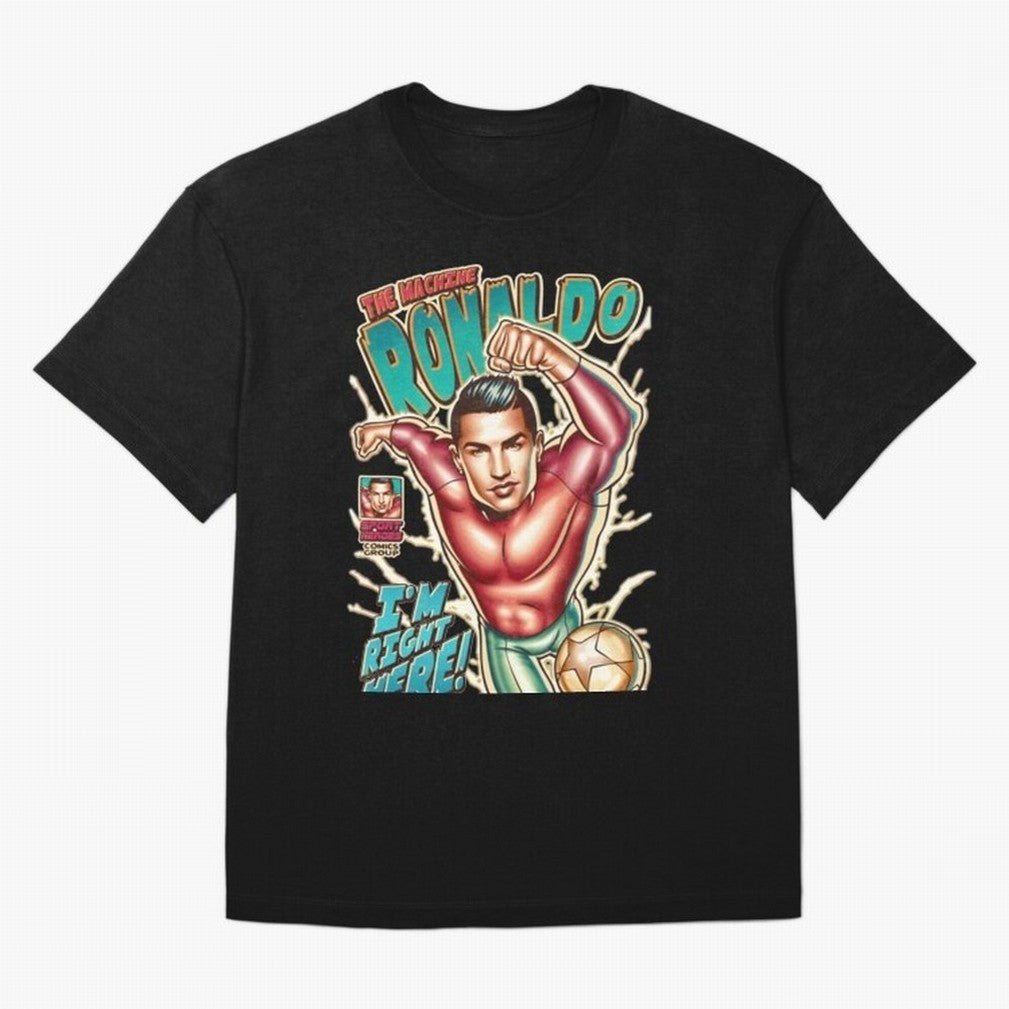 Cristiano Ronaldo The Machine Ronaldo Oversized T-Shirt Turn Up for Global Football Passion for FIFA World Cup 2026 USA Canada Mexico, Inspired by Messi and Cristiano Ronaldo, Brazil, Portugal and Argentina, Football Festival Excitement, Trophy