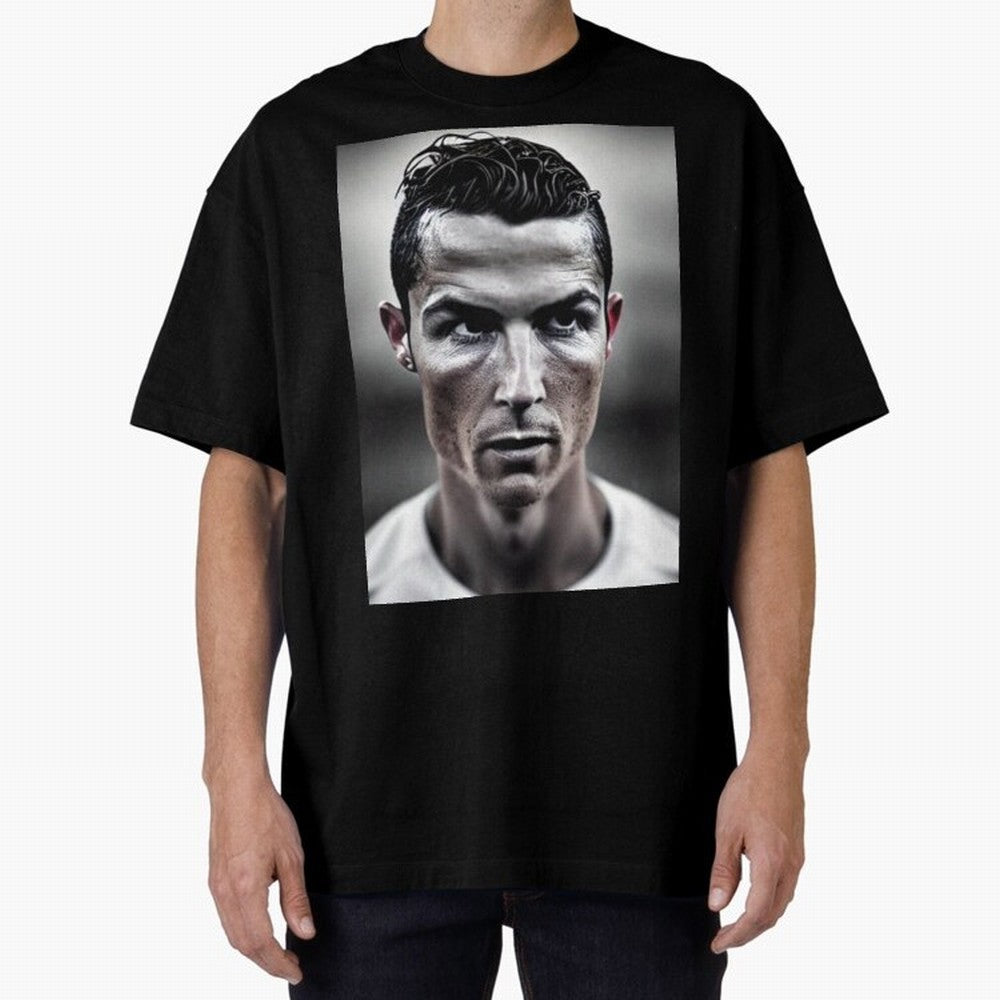 Cristiano Ronaldo Portrait Oversized T-Shirt Discover FIFA World Cup 2026 USA Canada Mexico Spirit, Featuring England, France and Netherlands, Haaland and Mbappe, Classic Soccer Heritage, Championship Pressure, Fan Loyalty and International Pride;