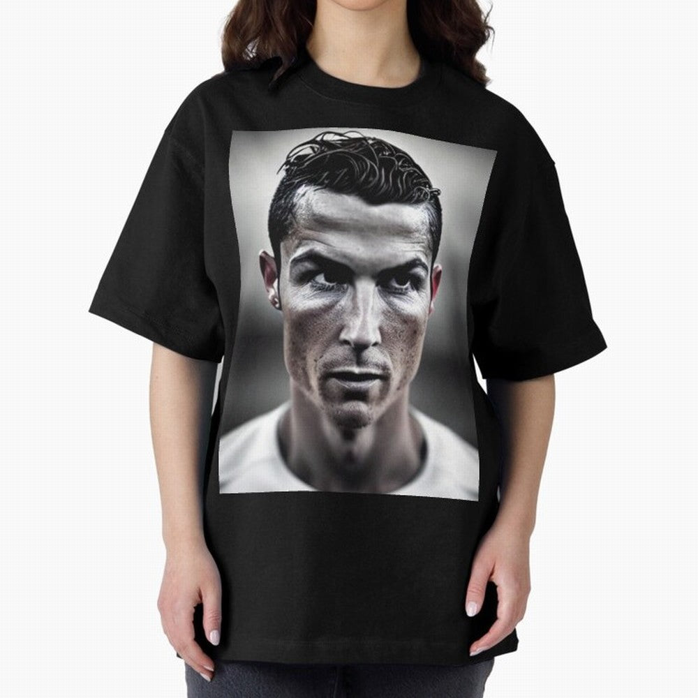 Cristiano Ronaldo Portrait Oversized T-Shirt Discover FIFA World Cup 2026 USA Canada Mexico Spirit, Featuring England, France and Netherlands, Haaland and Mbappe, Classic Soccer Heritage, Championship Pressure, Fan Loyalty and International Pride;