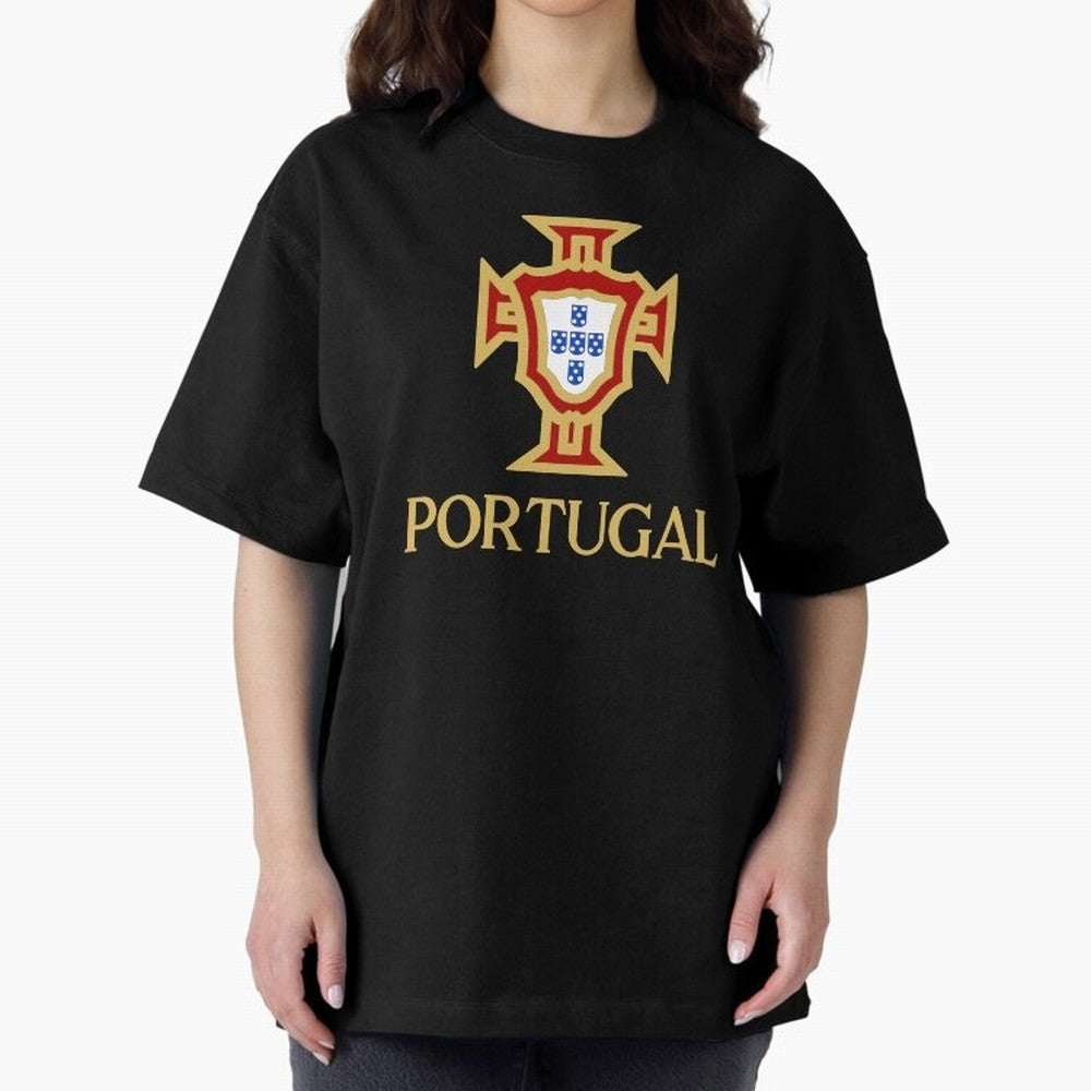 Portugal Gold Alt 3 Oversized T-Shirt Represent Match Day Hype around FIFA World Cup 2026 USA Canada Mexico, Haaland and Mbappe, Netherlands, Classic Soccer Heritage, Championship Pressure, Fan Loyalty and International Pride; Made for Collectors